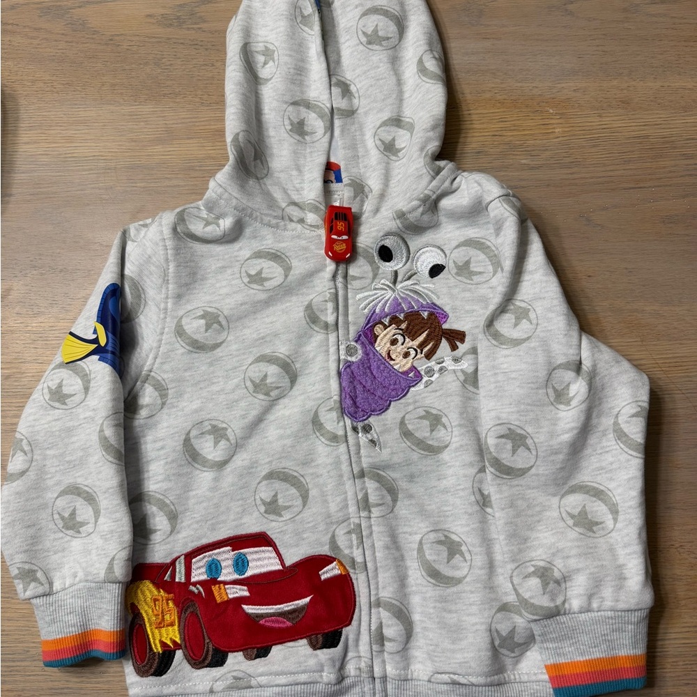 Gray Hoodie with Cartoon Characters